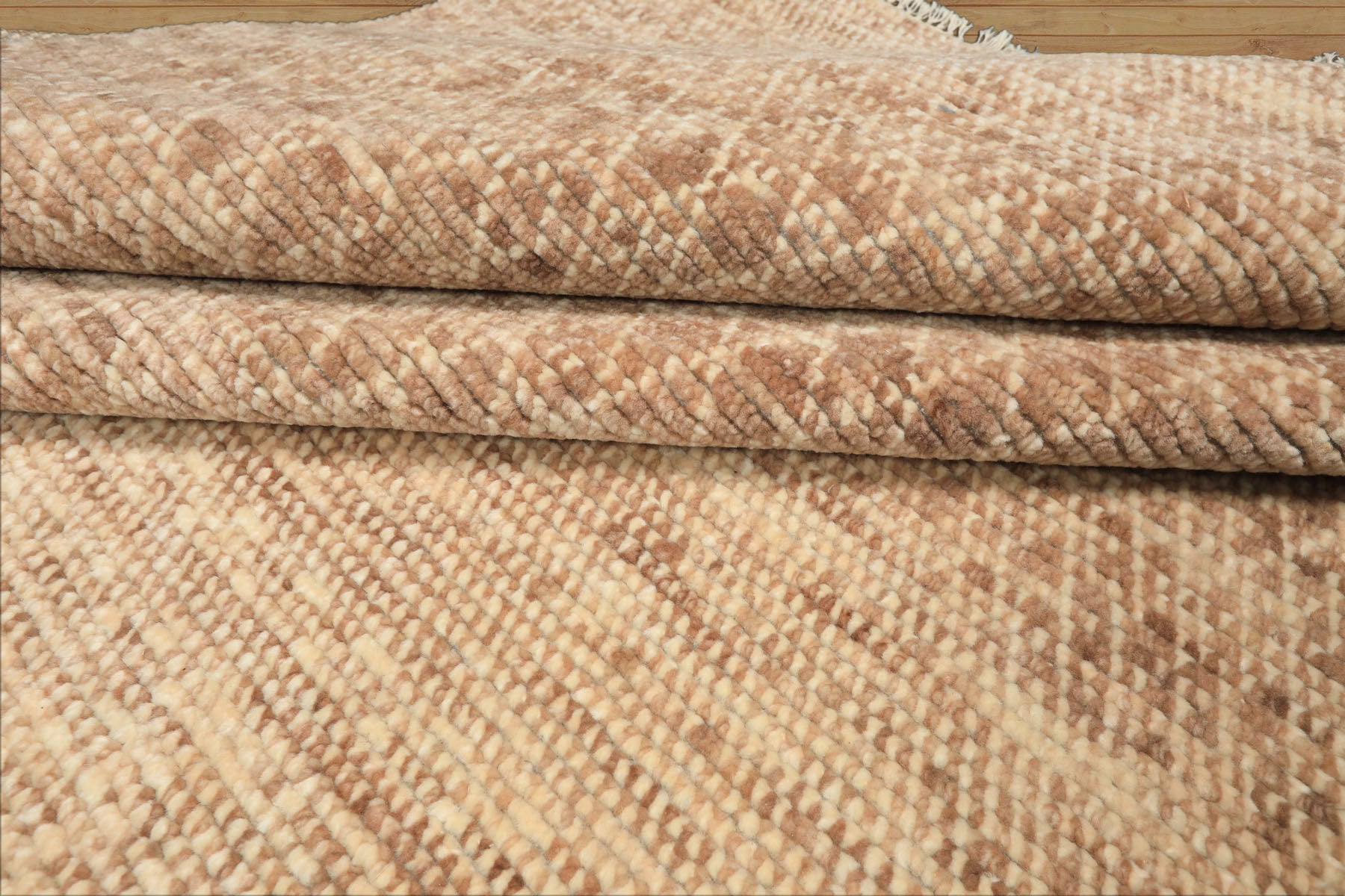 10x14 Tan, Beige, Ivory Color Hand Knotted Tibetan Wool Transitional Oriental Rug