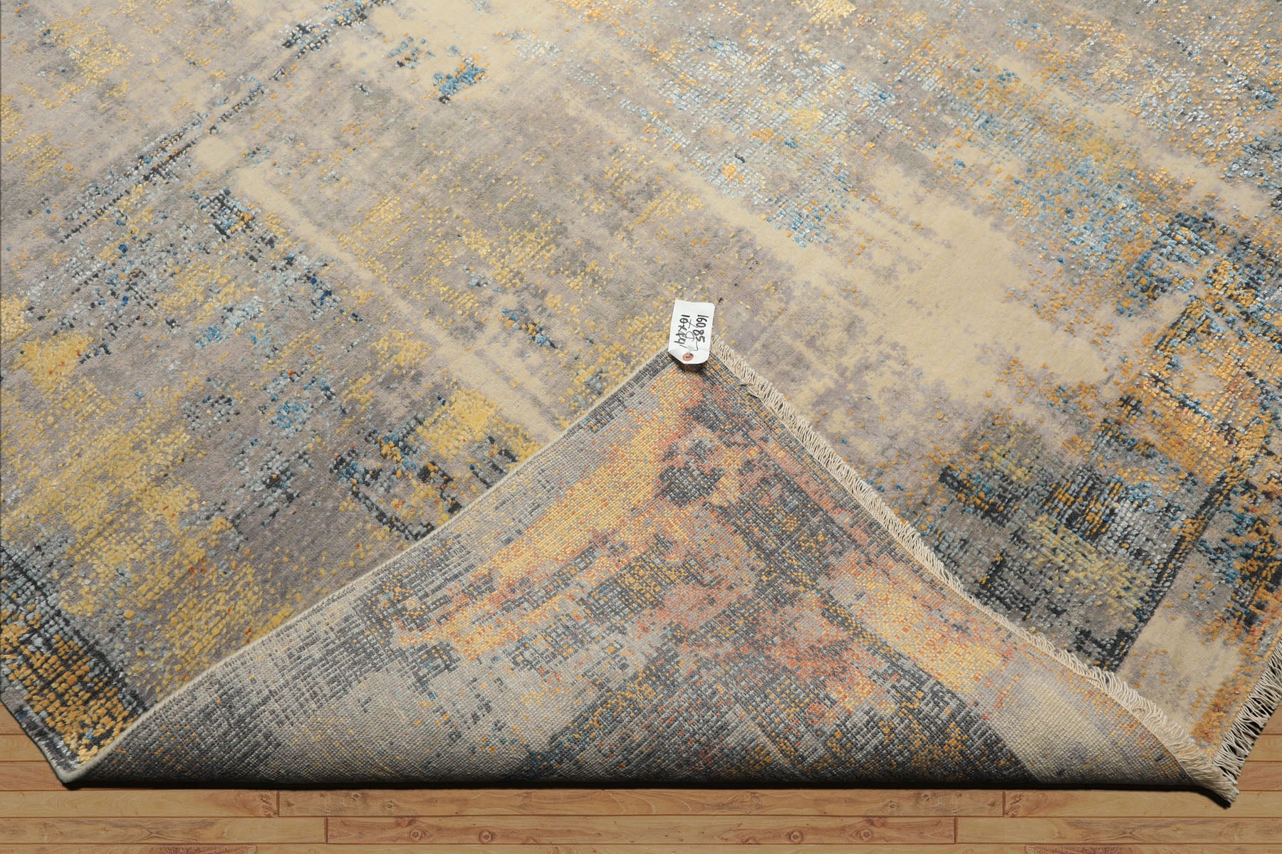 10x14 Beige, Taupe, Gray Color Hand Knotted Sherpa Wool and Silk Modern & Contemporary Oriental Rug