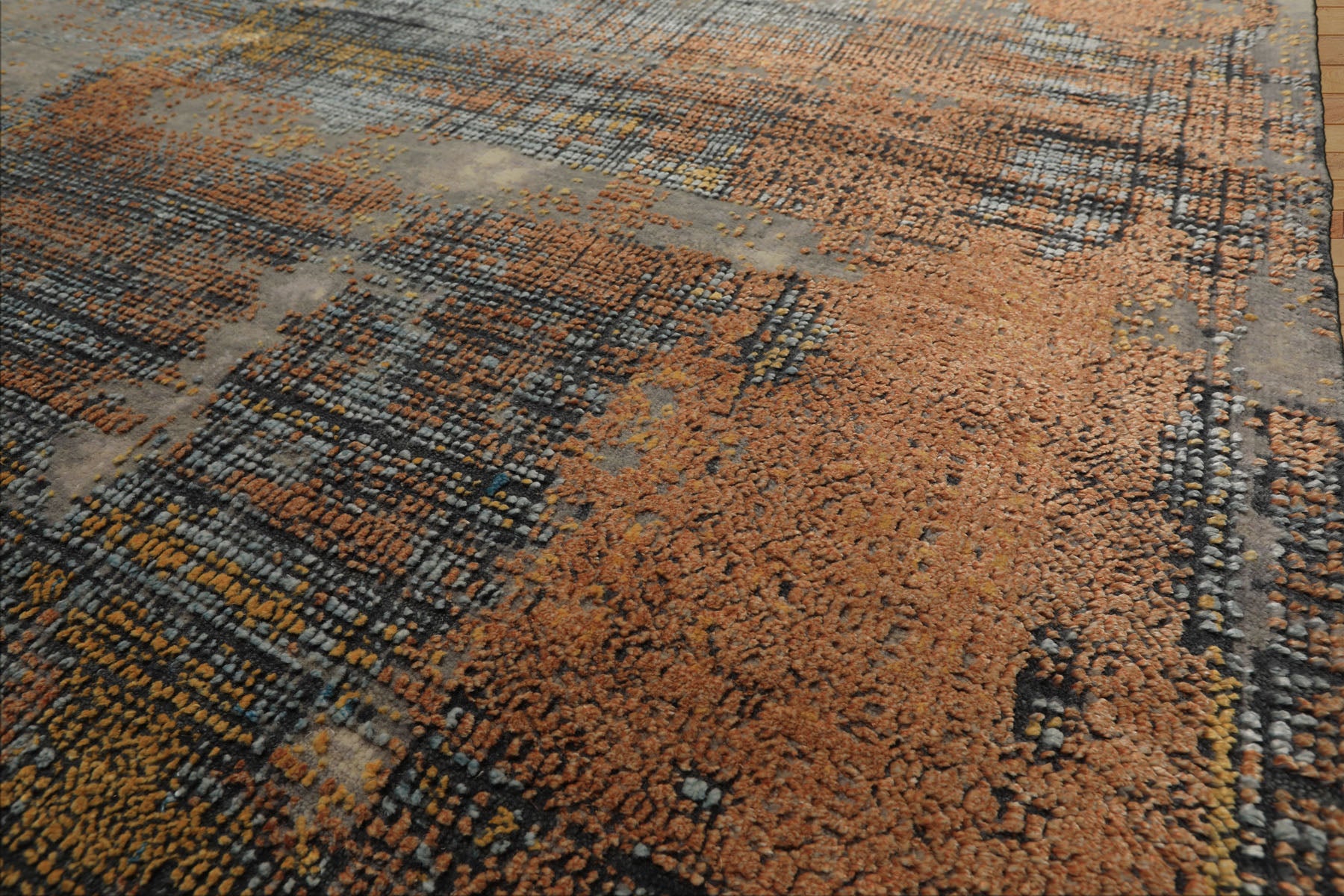 10x14 Beige, Taupe, Gray Color Hand Knotted Sherpa Wool and Silk Modern & Contemporary Oriental Rug