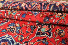 8x11 Red, Navy, Ivory Color Hand Knotted Sarouk Wool Traditional Oriental Rug