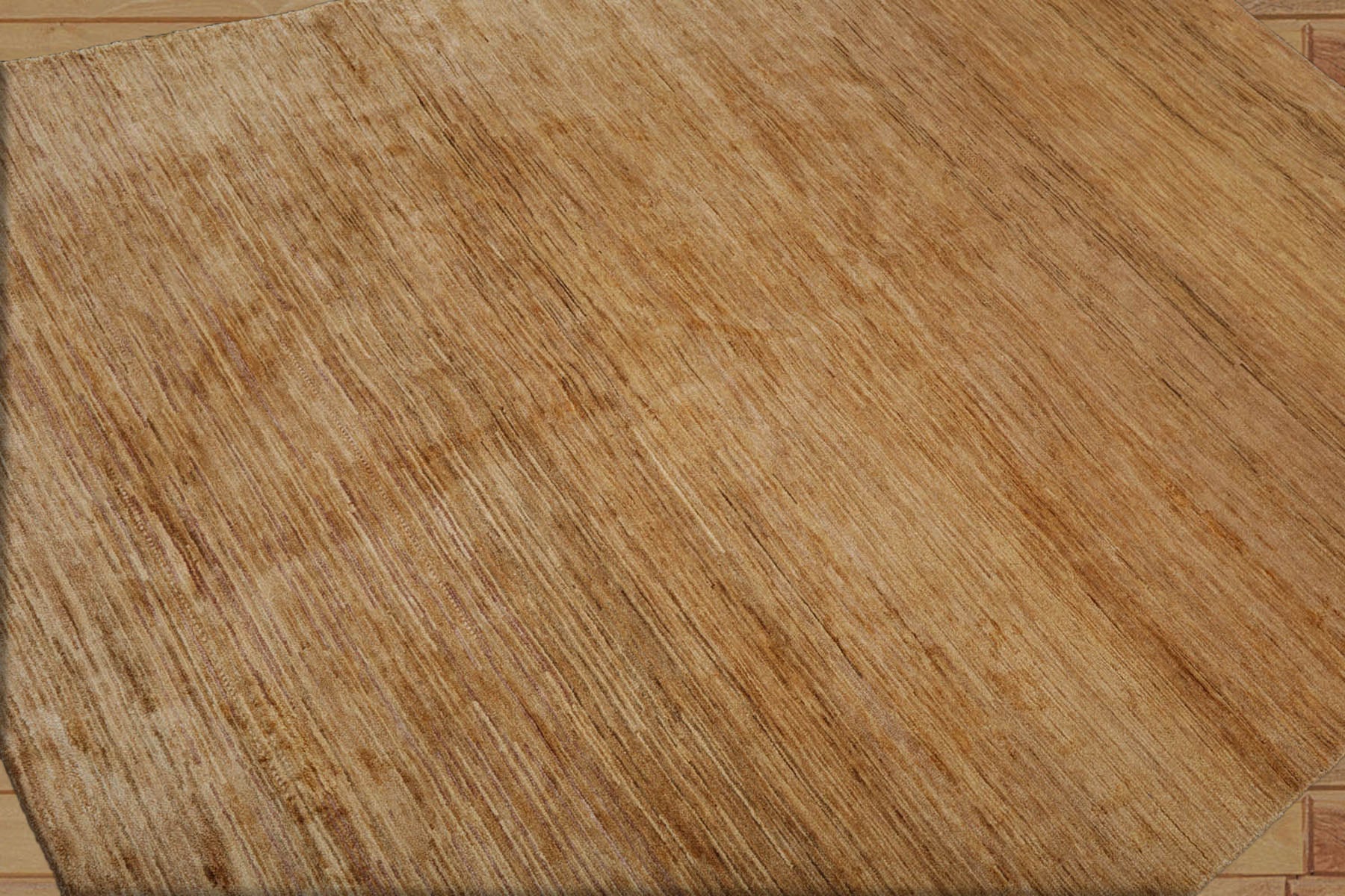 6x9 Tone on tone Gold, , Color Hand Knotted All-Over 100% Wool Modern Oriental Rug