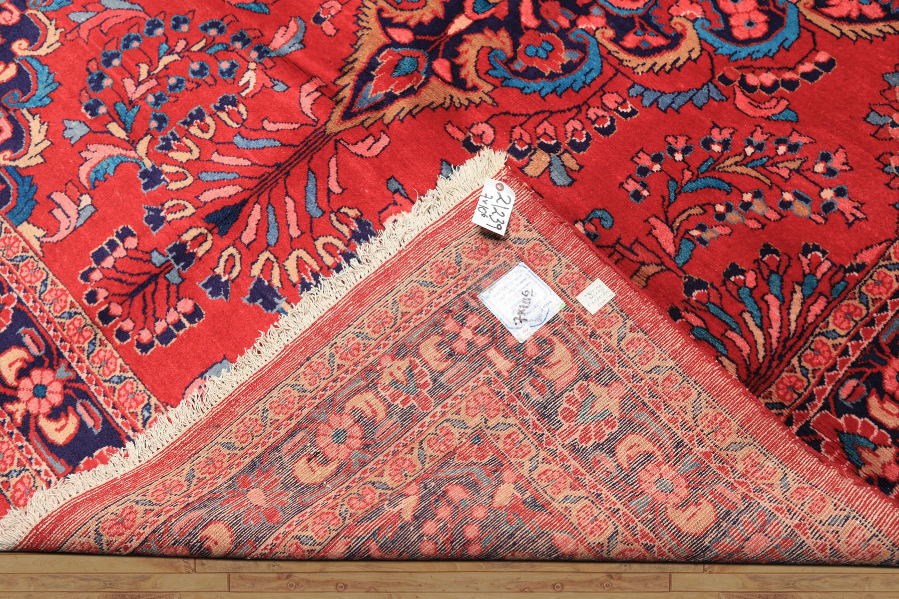 7x10 Red, Navy, Pink Color Hand Knotted Lilihan Wool Traditional Oriental Rug