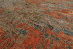 8x10 Beige, Coral, Aqua Color Hand Knotted Sherpa Wool and Silk Modern & Contemporary Oriental Rug