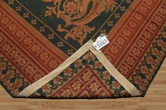 7x11 Teal, Tan, Brown Color Hand Woven French Needlepoint Wool Traditional Oriental Rug