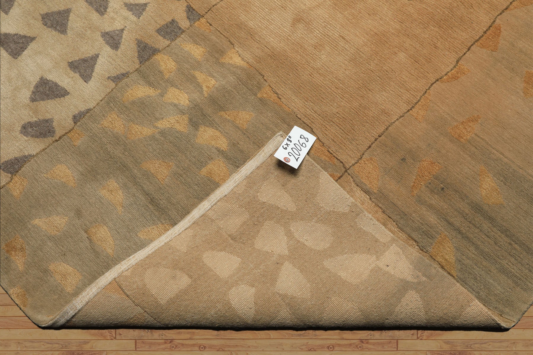 6x9 Beige, Gray, Gold Color Hand Knotted Tibetan Wool & Silk Modern & Contemporary Oriental Rug