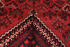 7x10 Burgundy, Charcoal, Ivory Color Hand Knotted Meimeh Wool Traditional Oriental Rug
