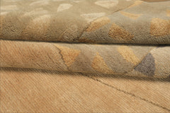 6x9 Beige, Gray, Gold Color Hand Knotted Tibetan Wool & Silk Modern & Contemporary Oriental Rug