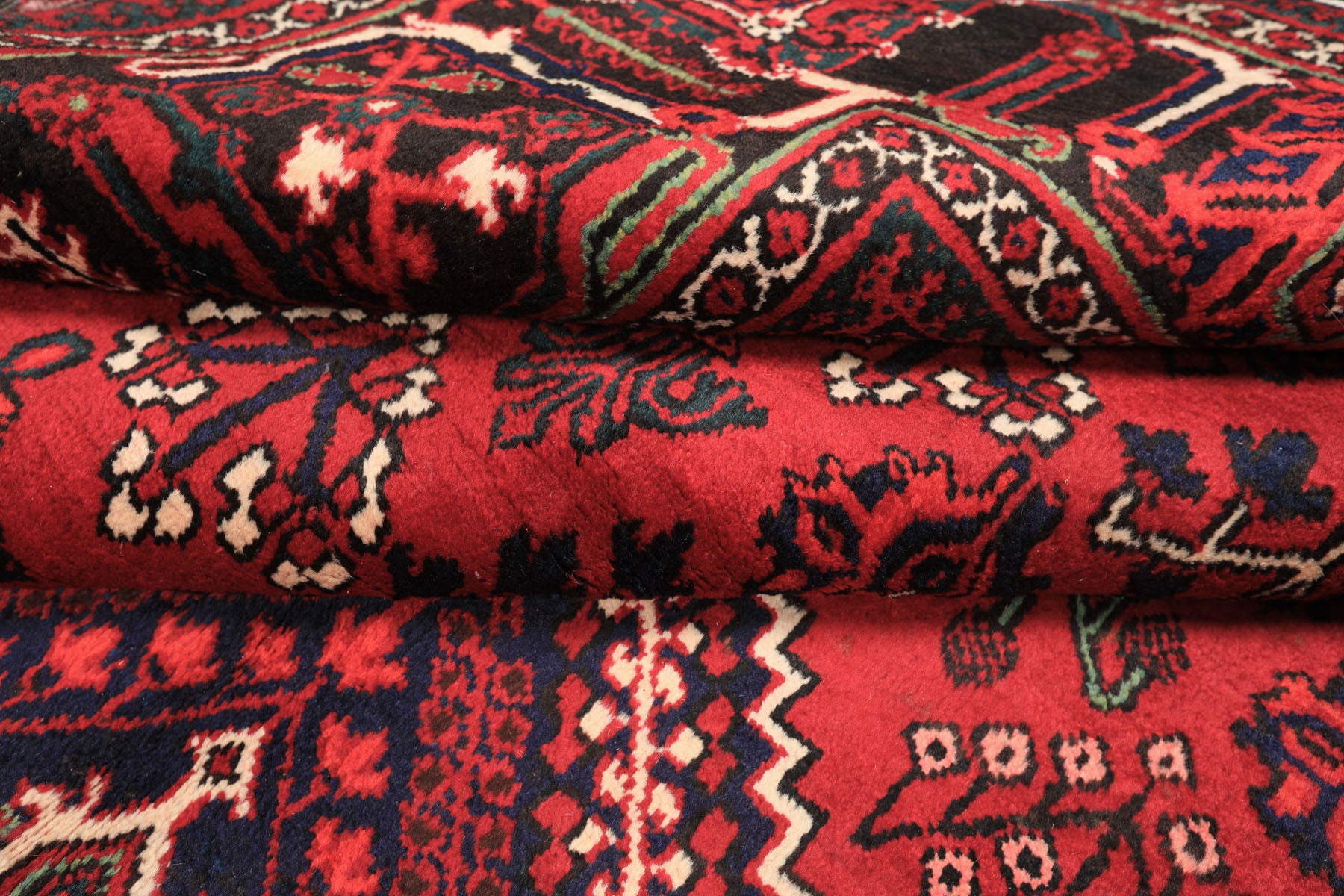 7x10 Burgundy, Charcoal, Ivory Color Hand Knotted Meimeh Wool Traditional Oriental Rug