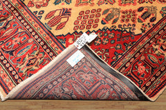 7x10 Light Gold, Ivory, Red Color Hand Knotted Meimeh Wool Traditional Oriental Rug