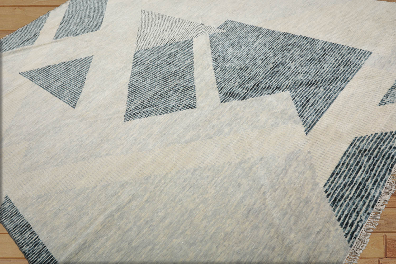 9x12 Ivory, Gray, Blue Color Hand Knotted Tibetan 100% Wool Modern Oriental Rug