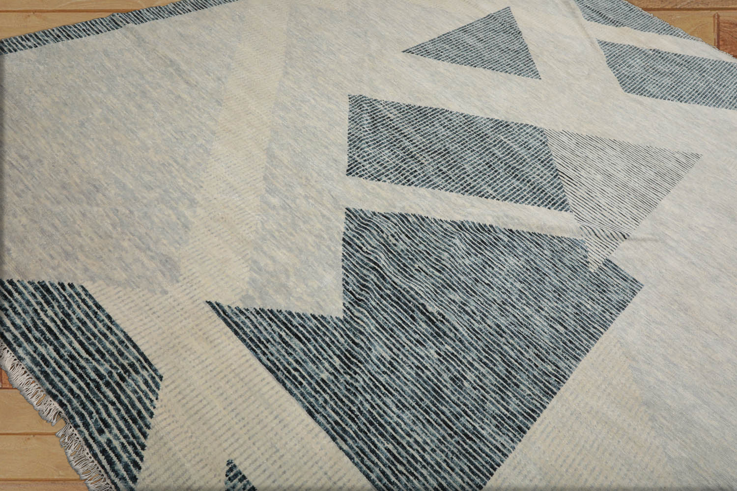 9x12 Ivory, Gray, Blue Color Hand Knotted Tibetan 100% Wool Modern Oriental Rug