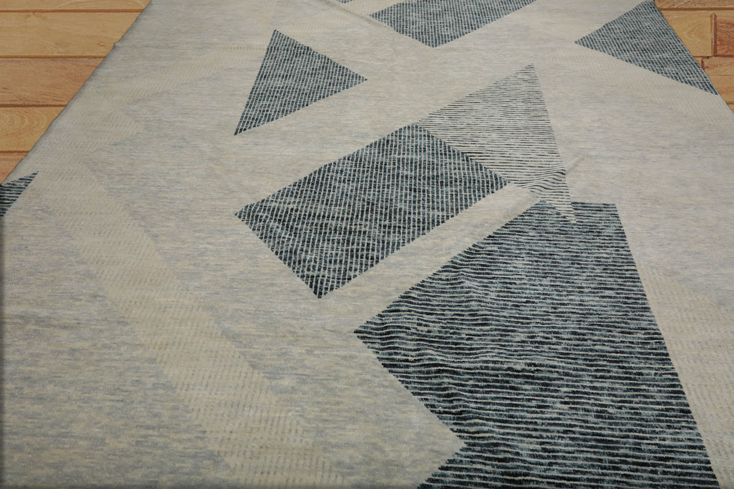 9x12 Ivory, Gray, Blue Color Hand Knotted Tibetan 100% Wool Modern Oriental Rug