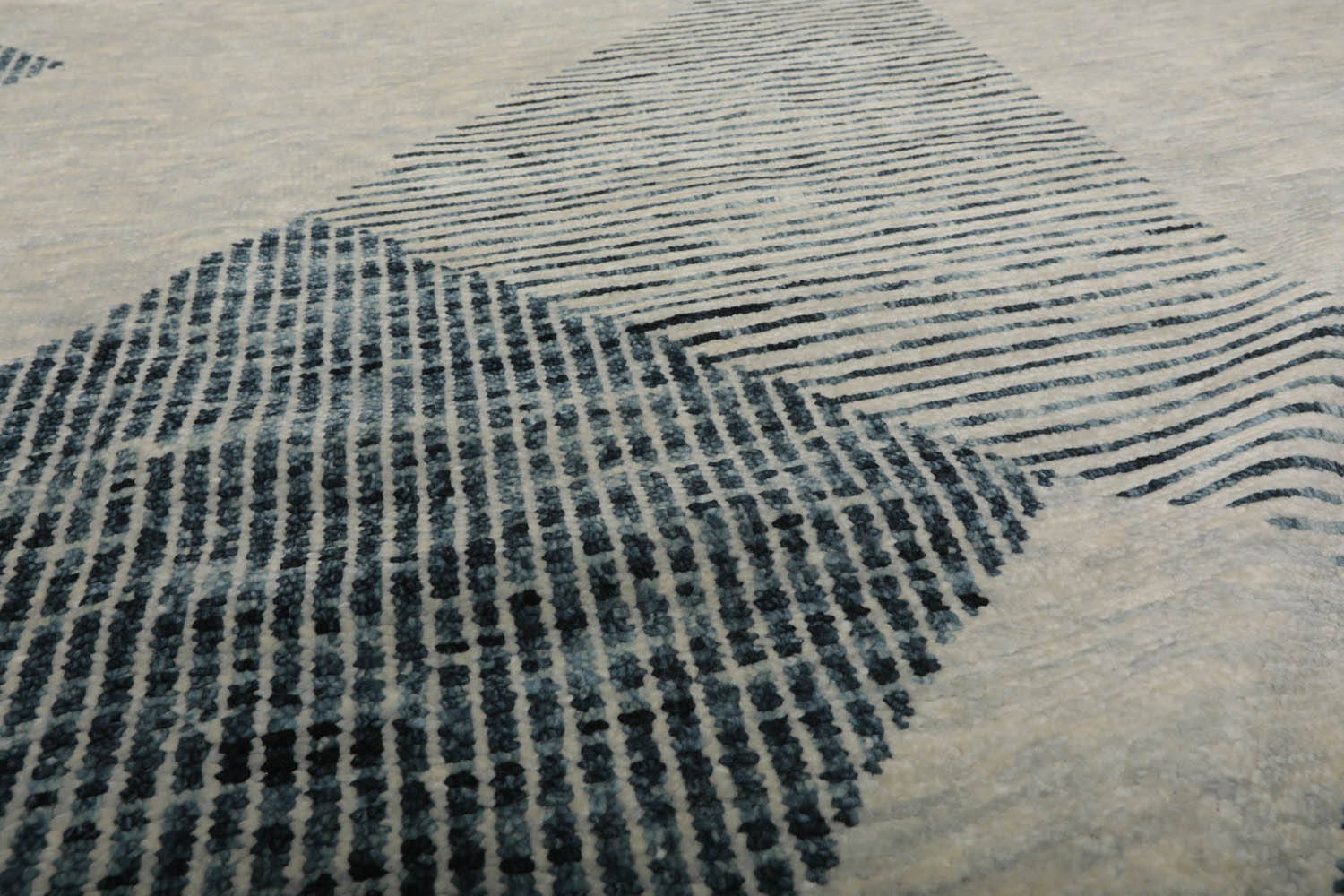 9x12 Ivory, Gray, Blue Color Hand Knotted Tibetan 100% Wool Modern Oriental Rug