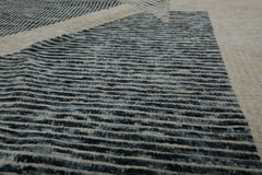 9x12 Ivory, Gray, Blue Color Hand Knotted Tibetan 100% Wool Modern Oriental Rug