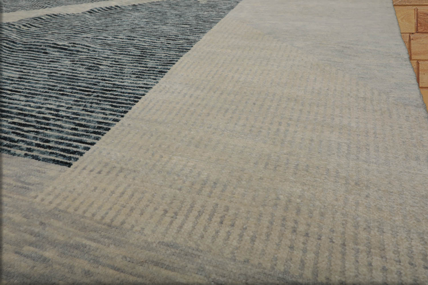 9x12 Ivory, Gray, Blue Color Hand Knotted Tibetan 100% Wool Modern Oriental Rug