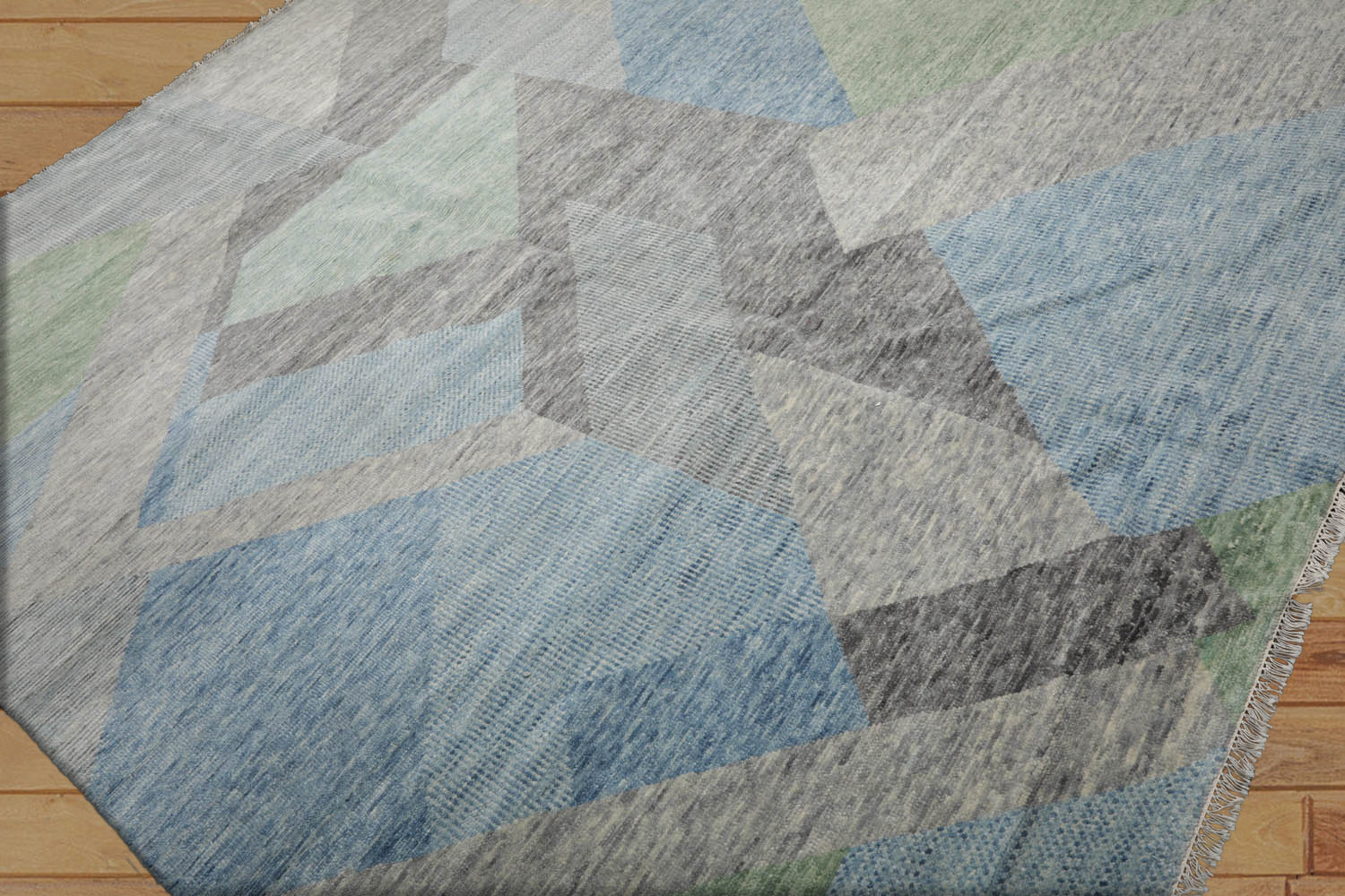 9x12 Gray, Blue, Lime Color Hand Knotted Tibetan 100% Wool Modern Oriental Rug