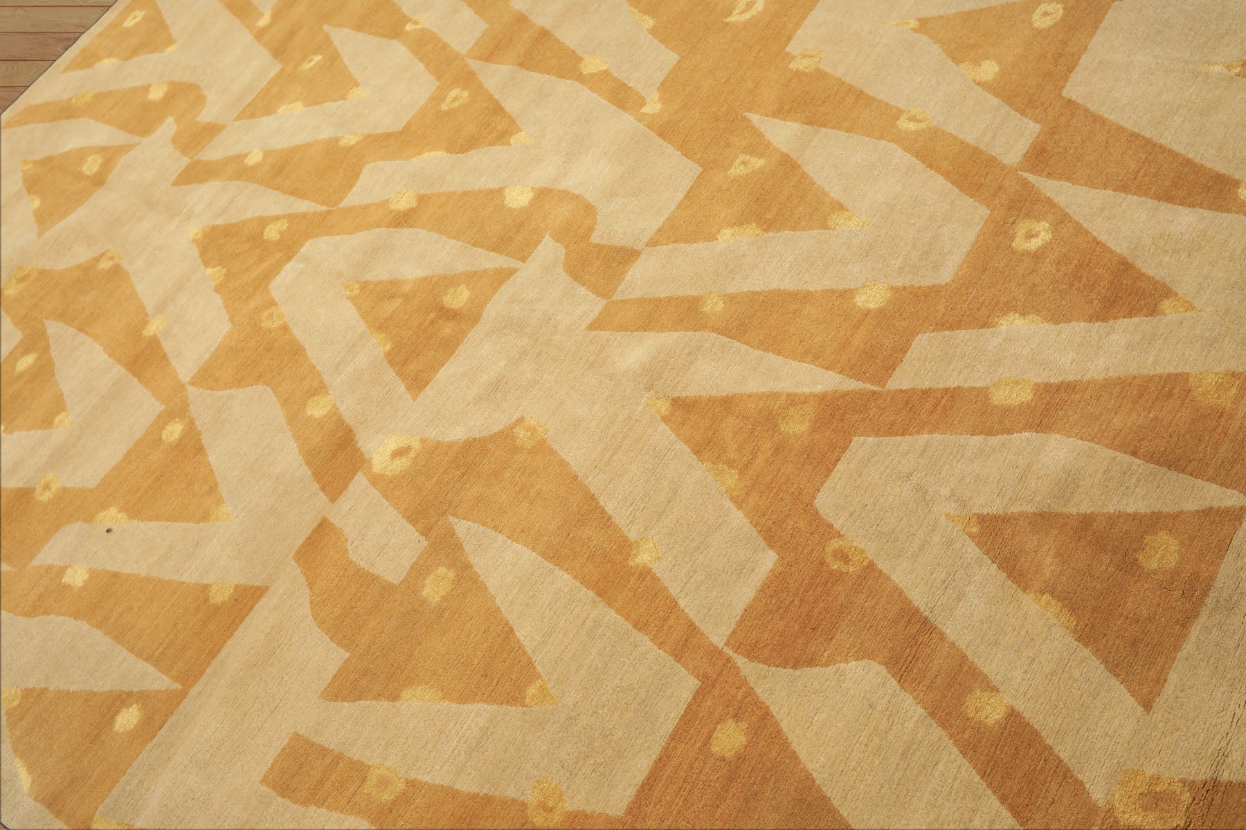 6x9 Beige, Gold, Tan Color Hand Knotted Tibetan Wool & Silk Modern & Contemporary Oriental Rug