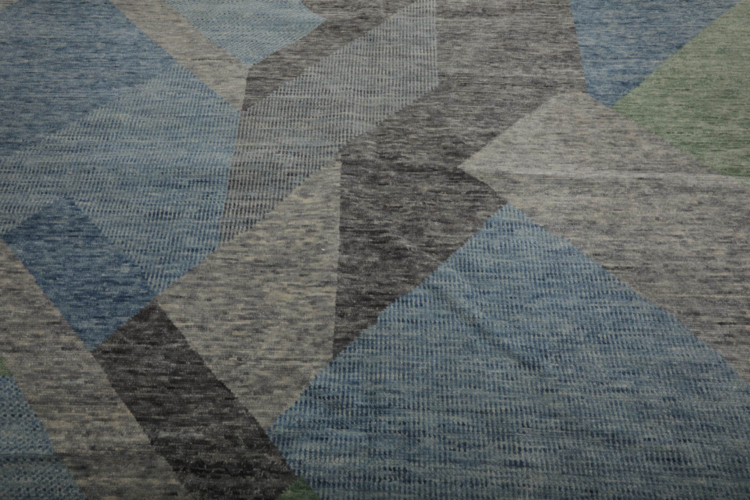 9x12 Gray, Blue, Lime Color Hand Knotted Tibetan 100% Wool Modern Oriental Rug