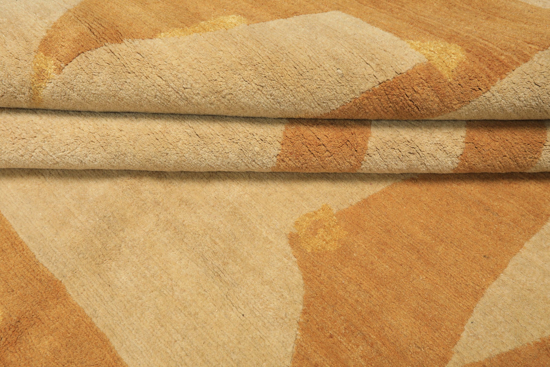 6x9 Beige, Gold, Tan Color Hand Knotted Tibetan Wool & Silk Modern & Contemporary Oriental Rug