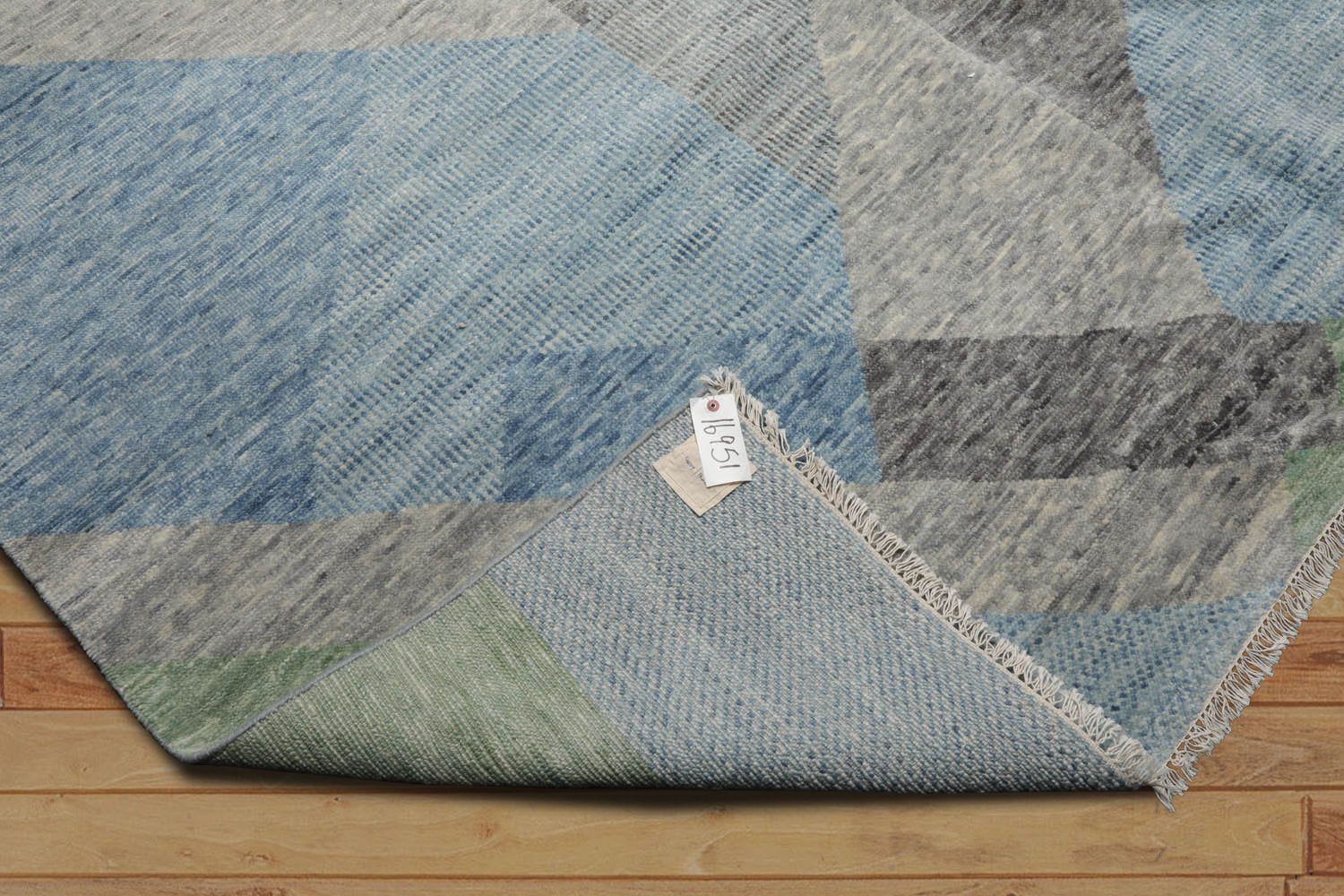 9x12 Gray, Blue, Lime Color Hand Knotted Tibetan 100% Wool Modern Oriental Rug