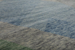 9x12 Gray, Blue, Lime Color Hand Knotted Tibetan 100% Wool Modern Oriental Rug