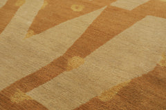6x9 Beige, Gold, Tan Color Hand Knotted Tibetan Wool & Silk Modern & Contemporary Oriental Rug
