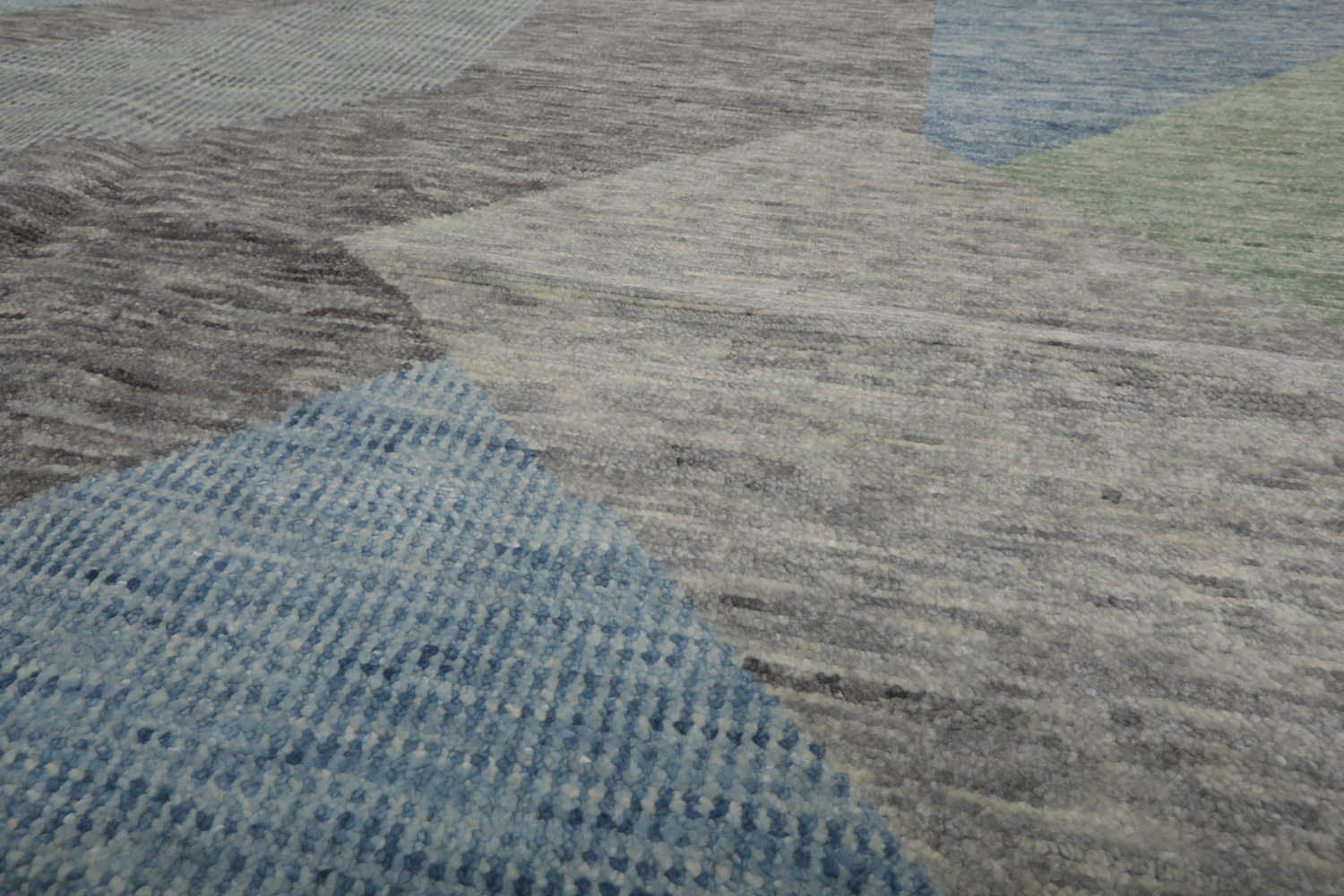 9x12 Gray, Blue, Lime Color Hand Knotted Tibetan 100% Wool Modern Oriental Rug