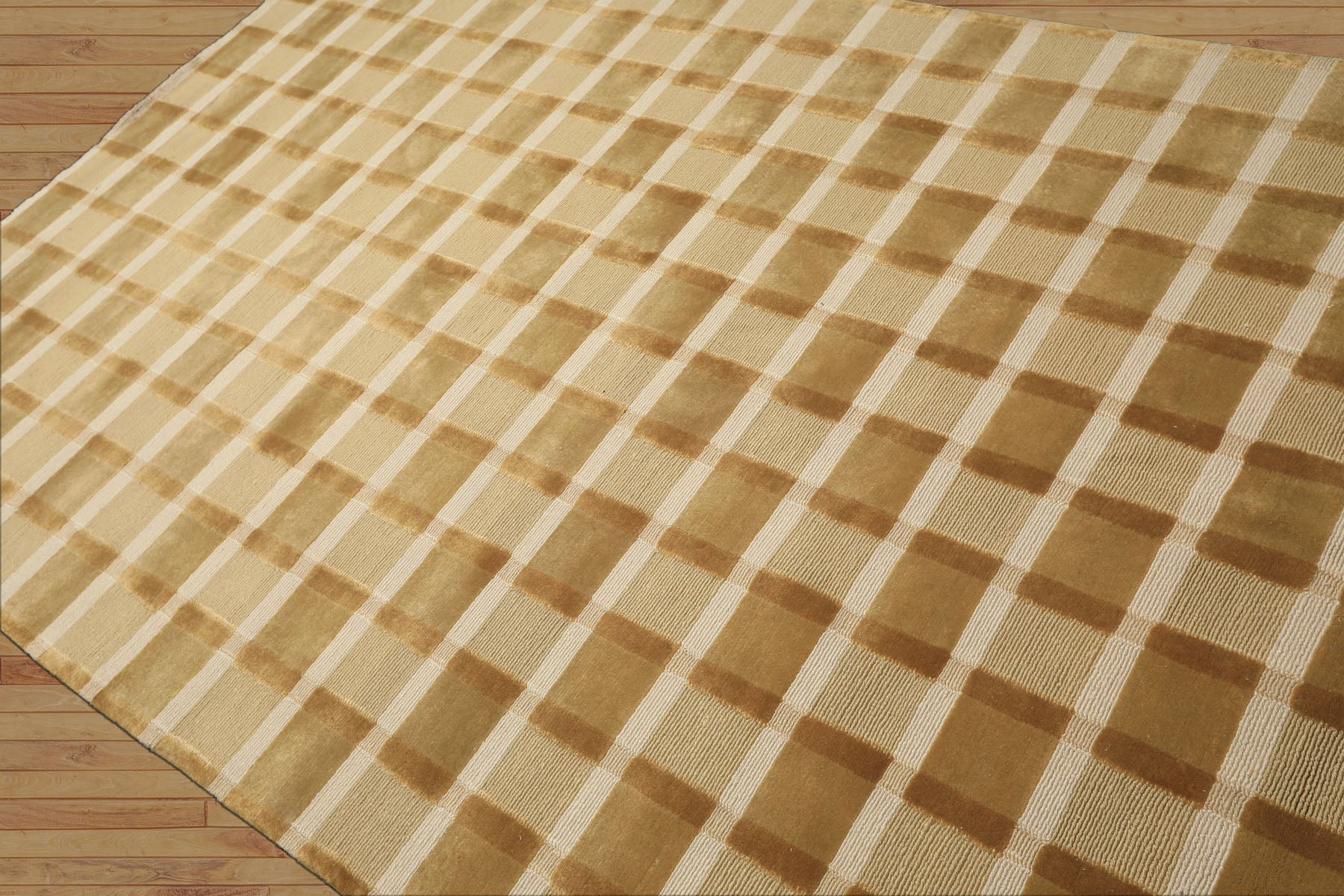 6x9 Moss, Ivory, Tan Color Hand Knotted Tibetan Wool Modern & Contemporary Oriental Rug