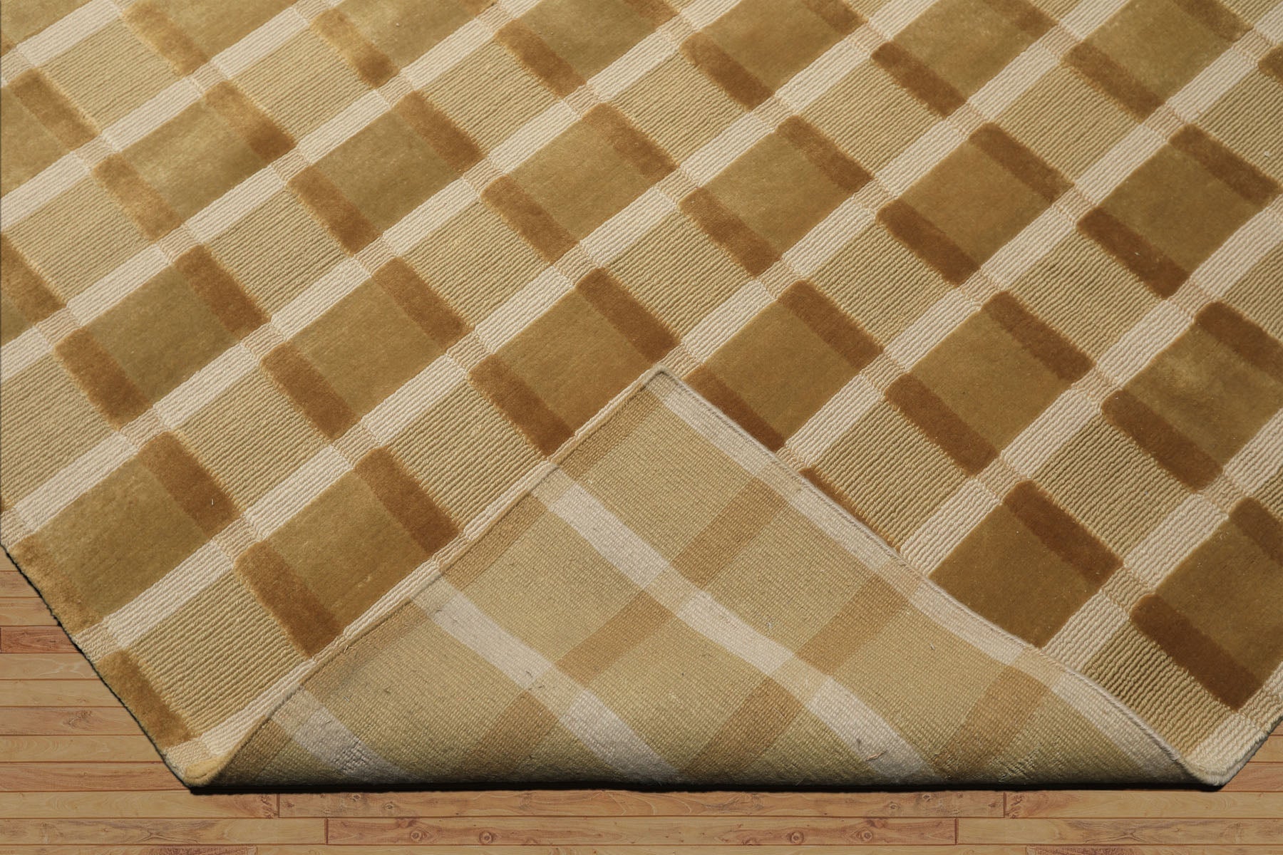 6x9 Moss, Ivory, Tan Color Hand Knotted Tibetan Wool Modern & Contemporary Oriental Rug