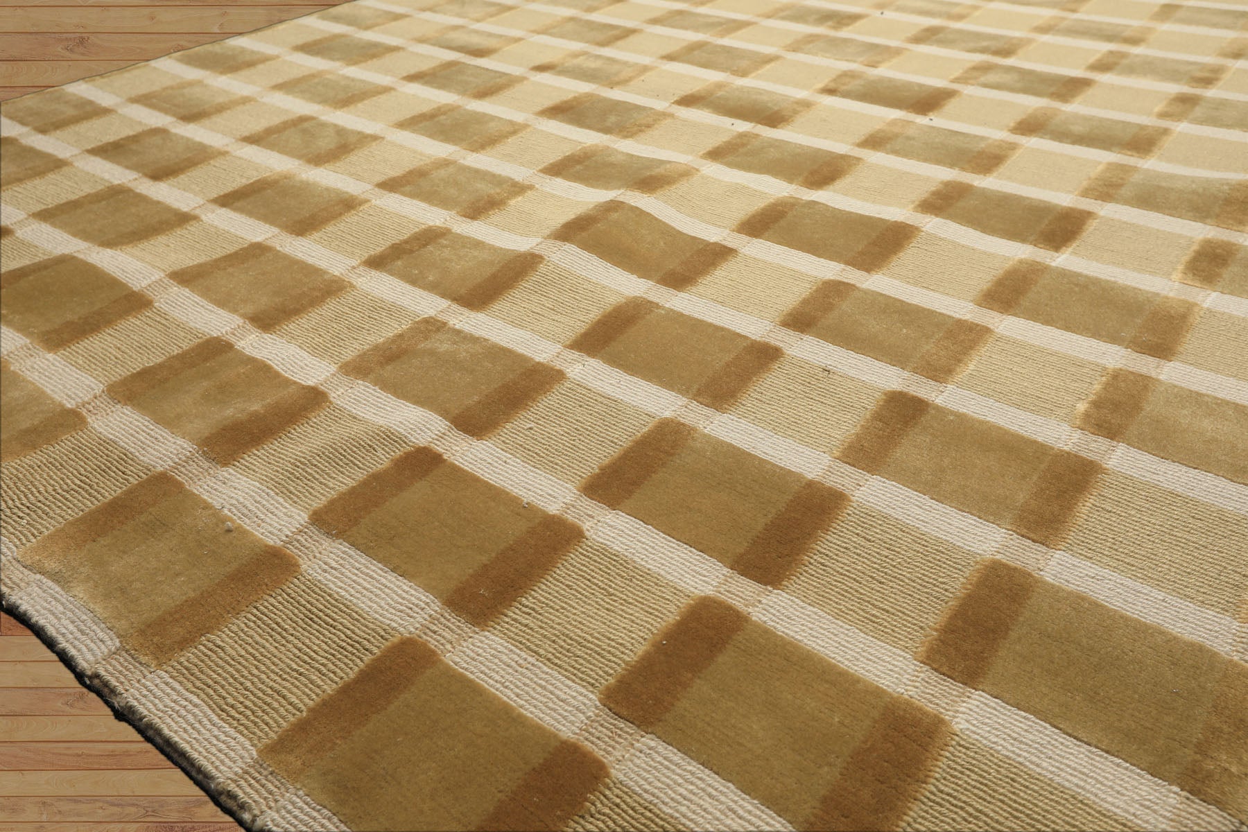 6x9 Moss, Ivory, Tan Color Hand Knotted Tibetan Wool Modern & Contemporary Oriental Rug