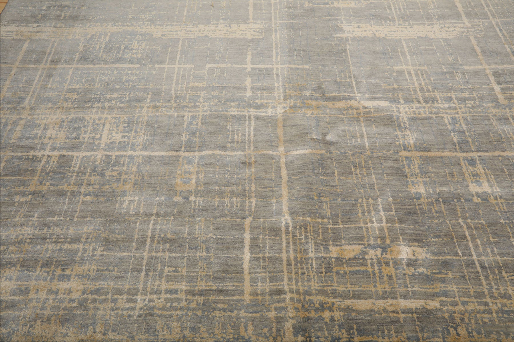 9x12 Slate, Gray, Vanilla Color Hand Knotted Sherpa Wool & Silk Modern & Contemporary Oriental Rug