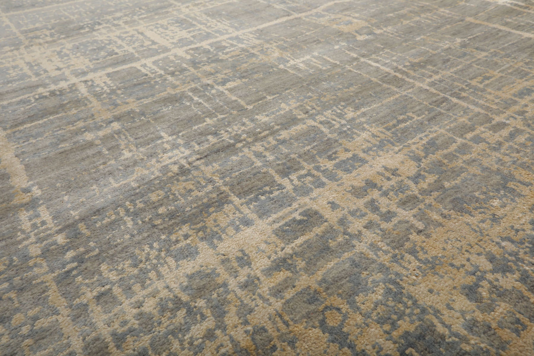 9x12 Slate, Gray, Vanilla Color Hand Knotted Sherpa Wool & Silk Modern & Contemporary Oriental Rug