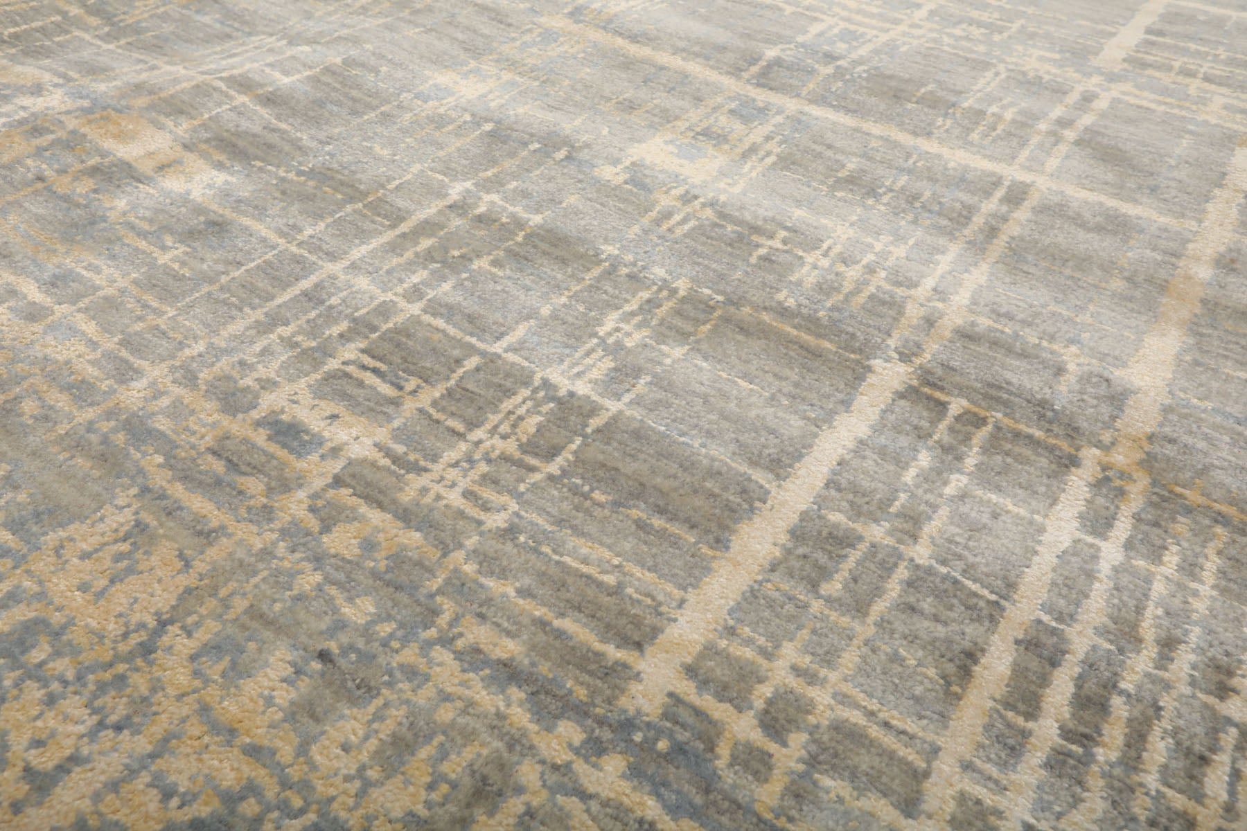 9x12 Slate, Gray, Vanilla Color Hand Knotted Sherpa Wool & Silk Modern & Contemporary Oriental Rug