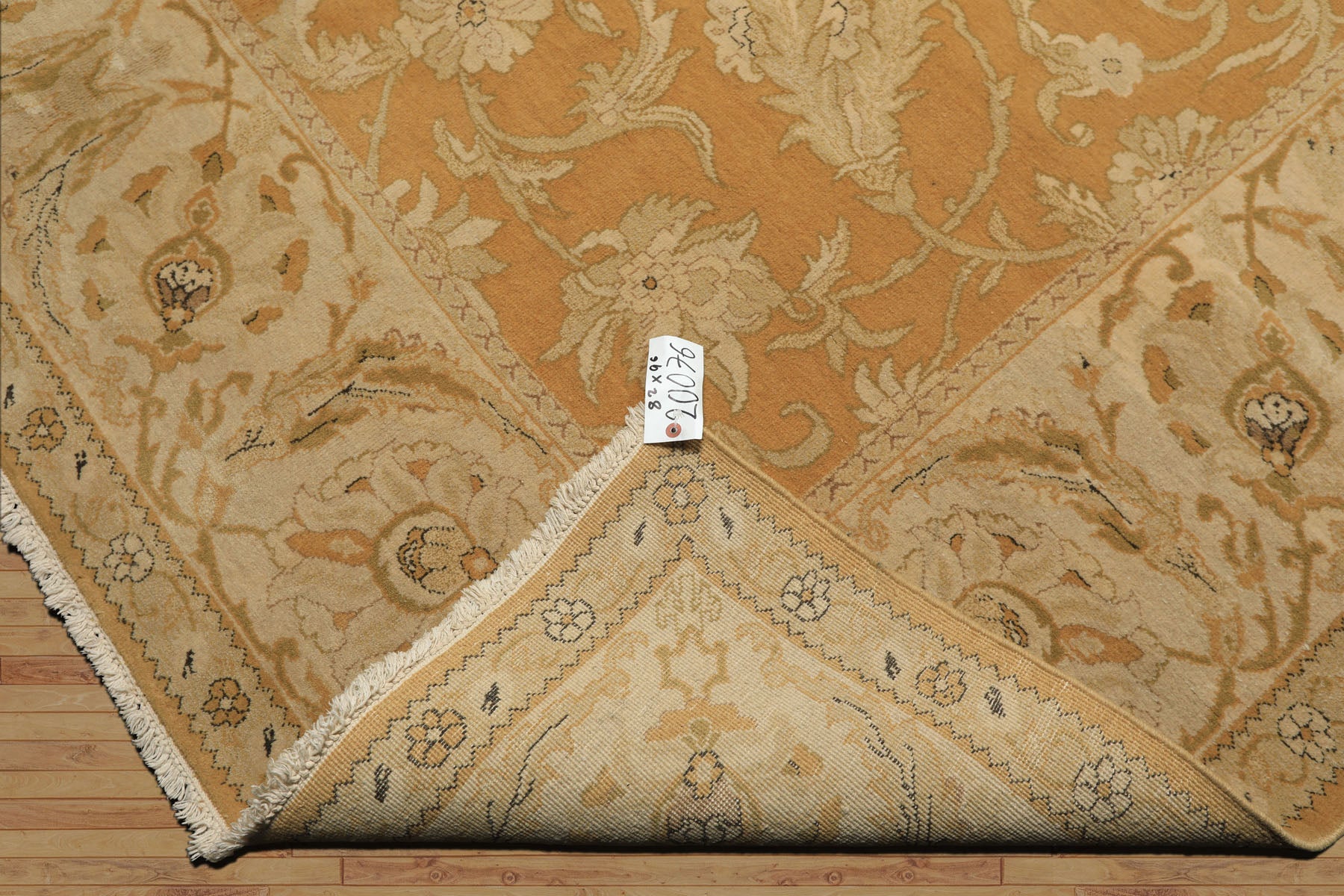 8x9 Gold, Beige, Ivory Color Hand Knotted Agra Wool Traditional Oriental Rug