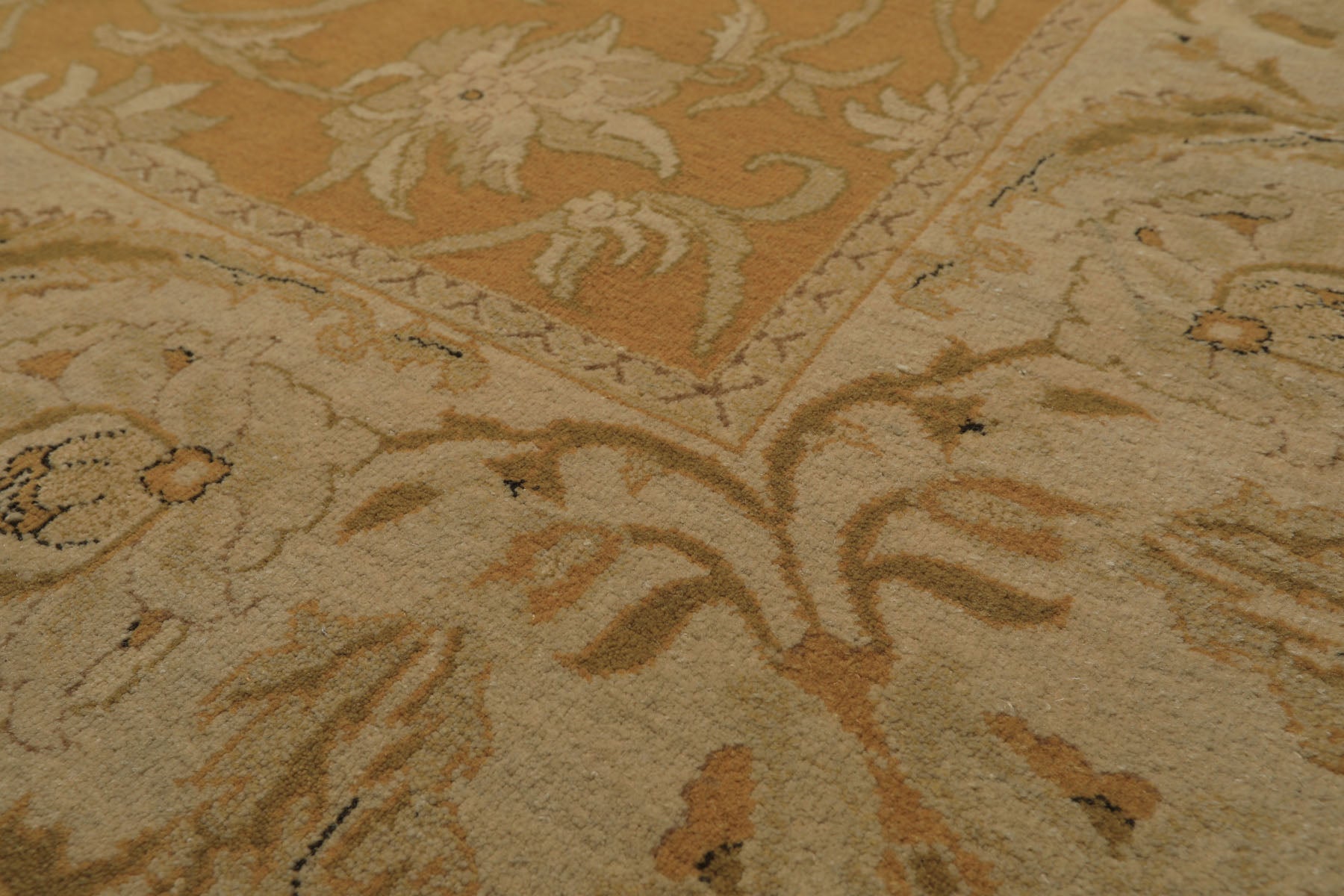 8x9 Gold, Beige, Ivory Color Hand Knotted Agra Wool Traditional Oriental Rug