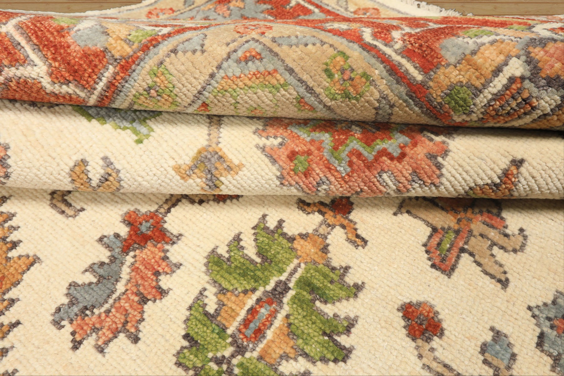 Ivory, Burnt Orange 7'10'' x 9'11'' Oushak Traditional Hand Knotted Wool Oriental Area Rug