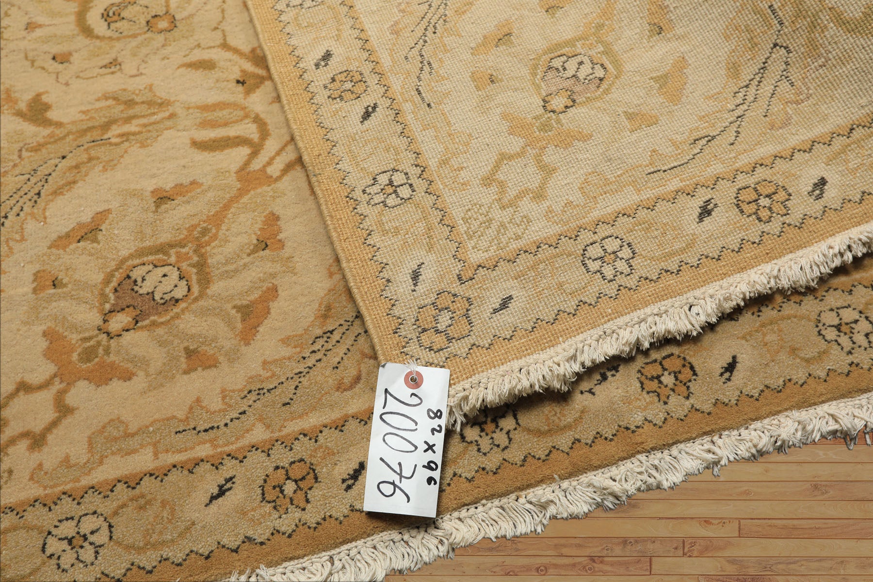 8x9 Gold, Beige, Ivory Color Hand Knotted Agra Wool Traditional Oriental Rug