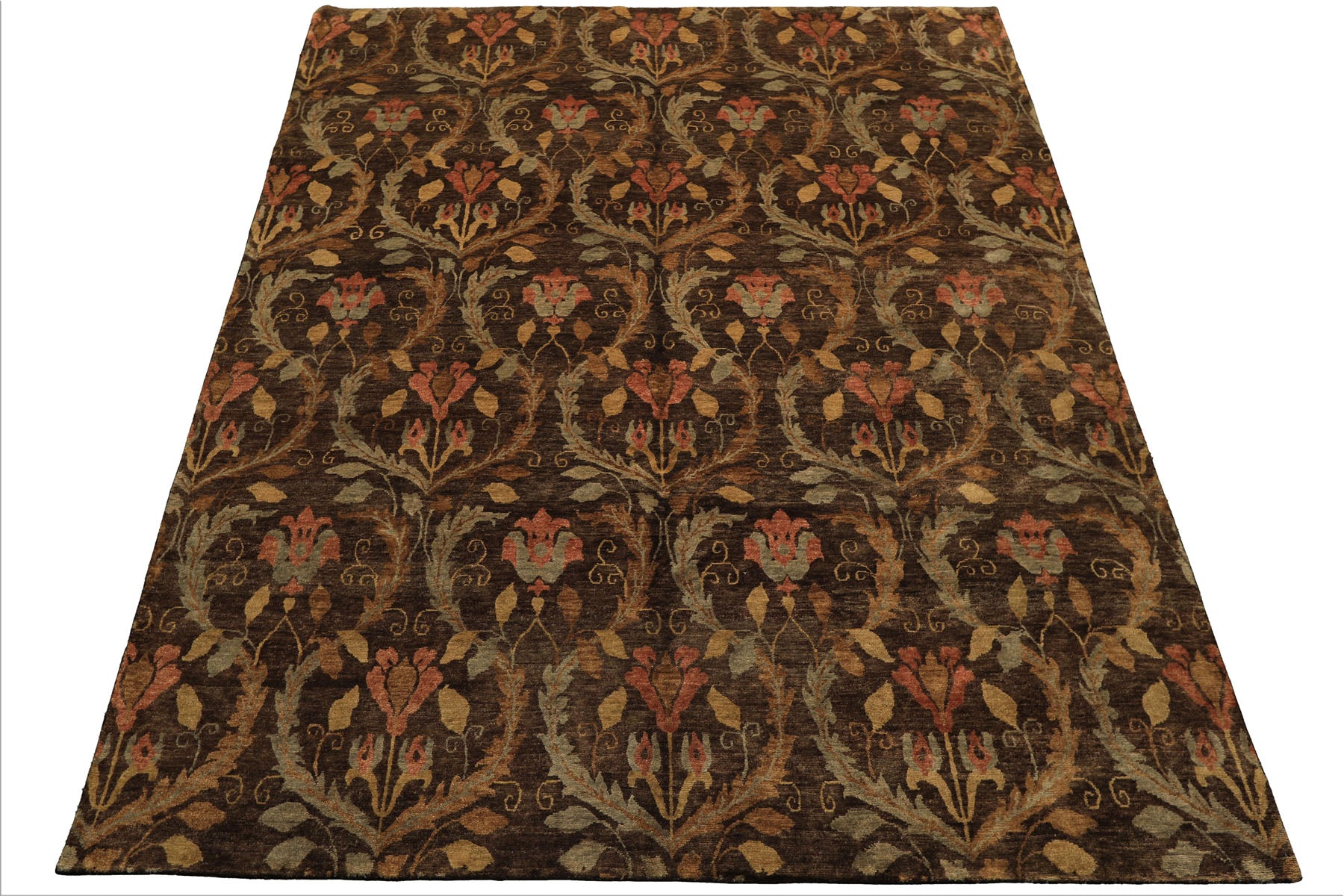 8x10 Brown, Gold, Blush Color Hand Knotted Oushak Wool Traditional Oriental Rug