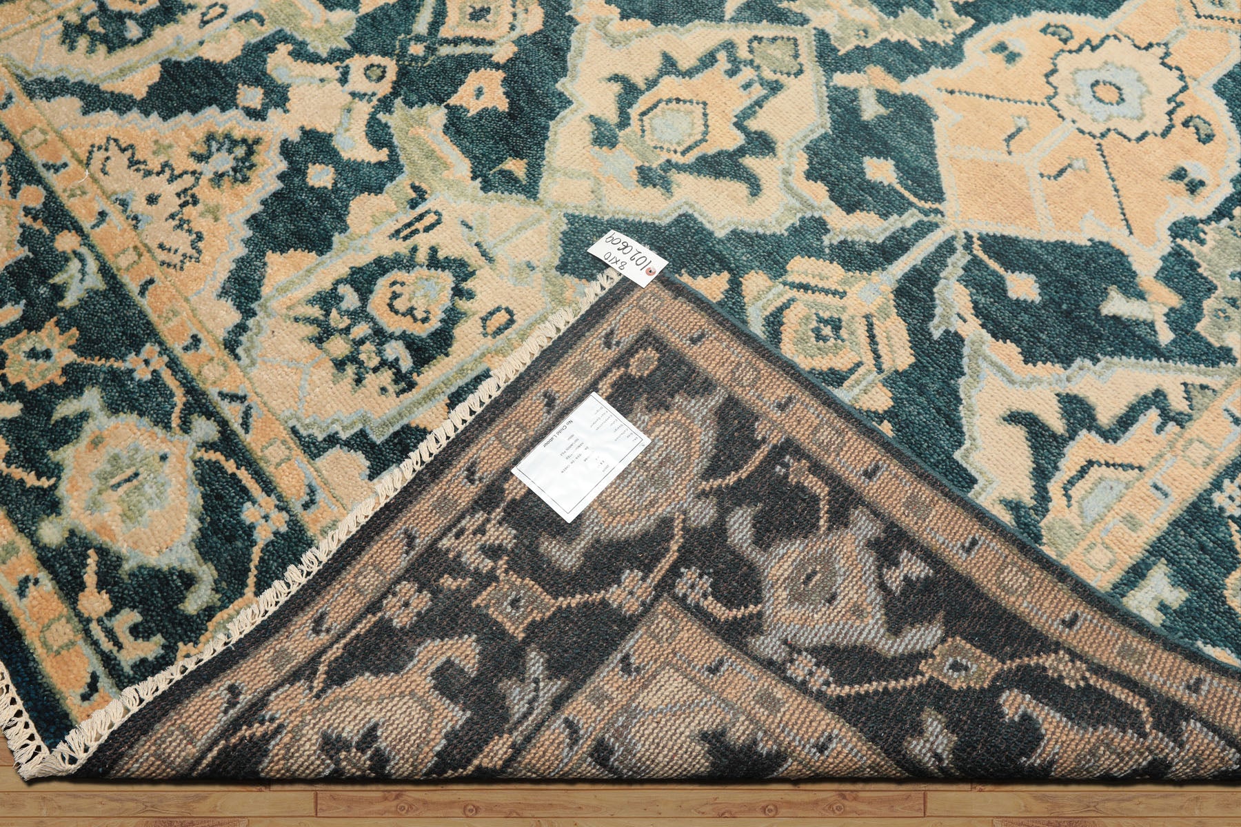 Teal, Ivory 7'10'' x 10'4'' Oushak Traditional Hand Knotted Wool Oriental Area Rug