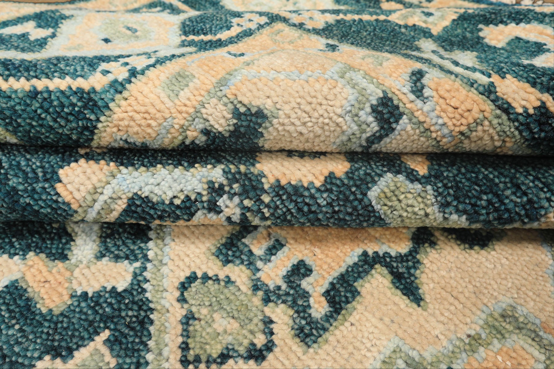 Teal, Ivory 7'10'' x 10'4'' Oushak Traditional Hand Knotted Wool Oriental Area Rug