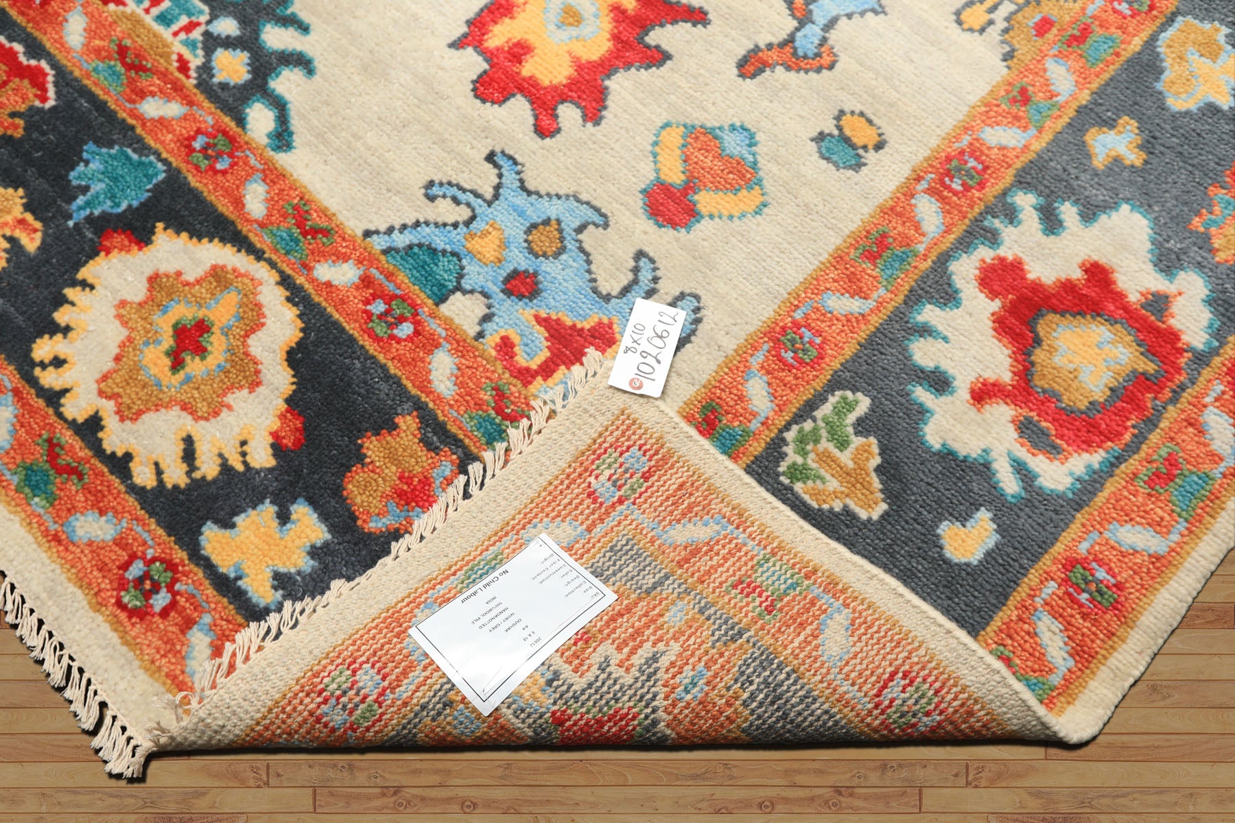 Beige, Gray 7'11'' x 9'11'' Oushak Traditional Hand Knotted Wool Oriental Area Rug