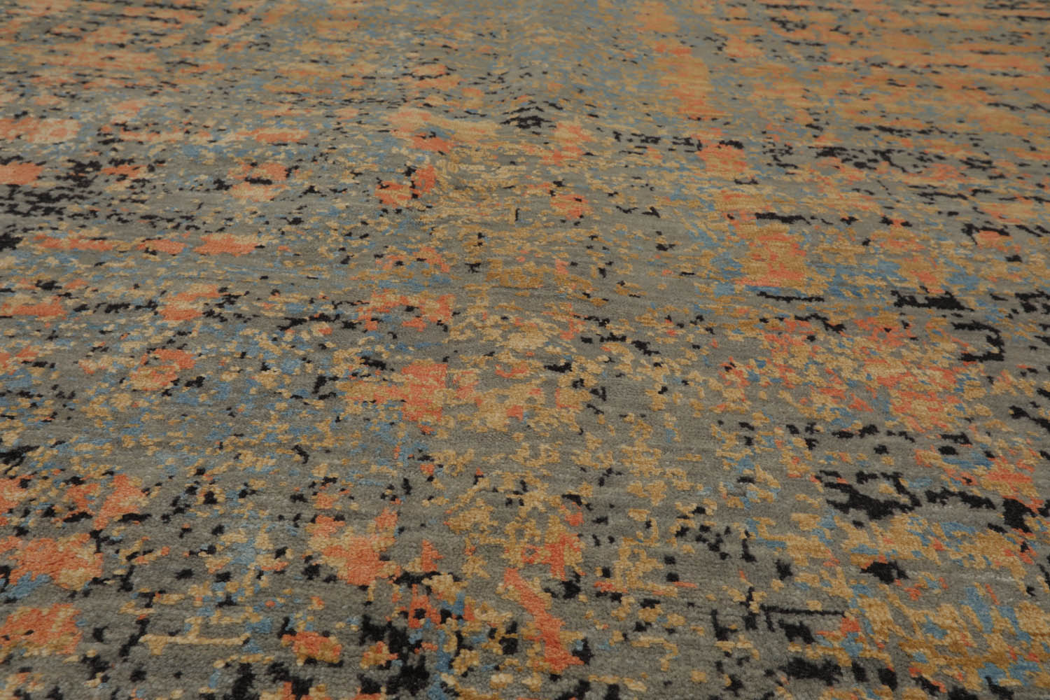 8x10 Gray, Blue, Peach Color Hand Knotted Sherpa Wool & Silk Modern Oriental Rug