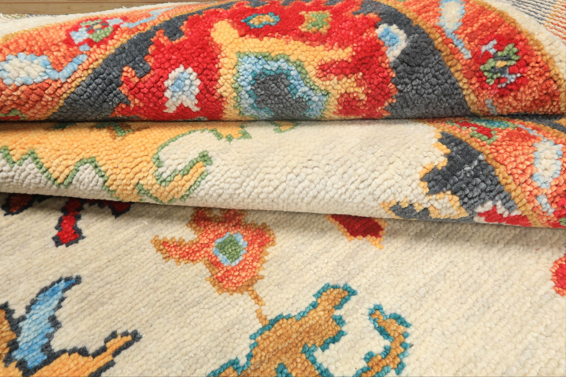 Beige, Gray 7'11'' x 9'11'' Oushak Traditional Hand Knotted Wool Oriental Area Rug