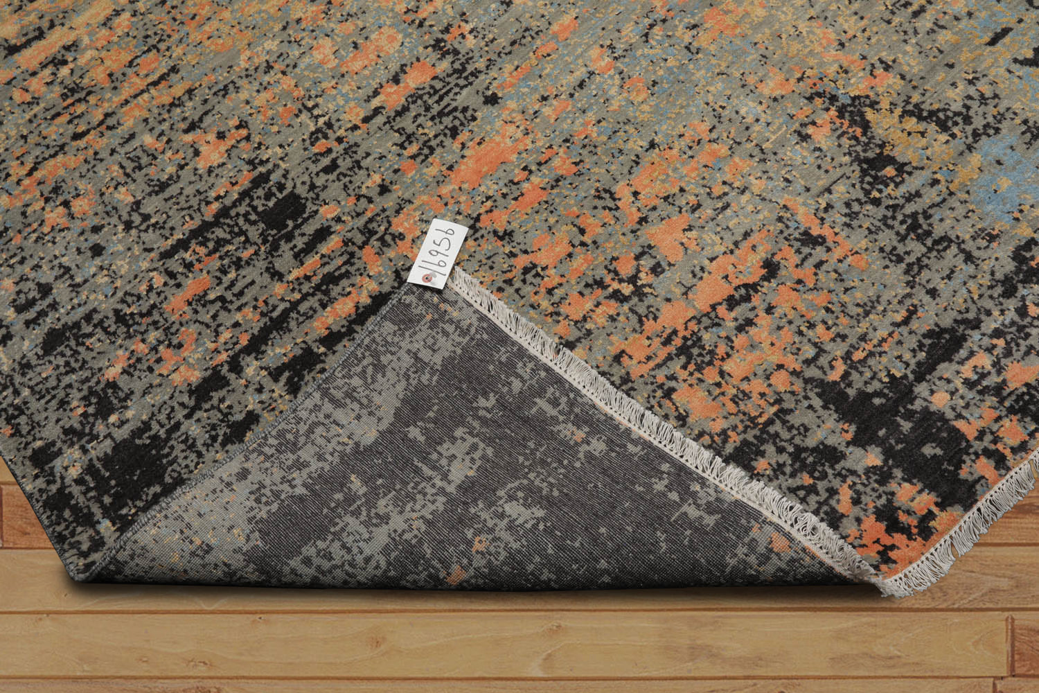 8x10 Gray, Blue, Peach Color Hand Knotted Sherpa Wool & Silk Modern Oriental Rug