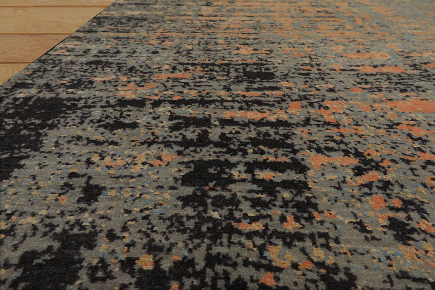 8x10 Gray, Blue, Peach Color Hand Knotted Sherpa Wool & Silk Modern Oriental Rug