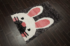 3x5 Gray, Black, Ivory Color Hand Tufted Oriental Area Rug Polyster/Cotton Blend Novelty Oriental Rug