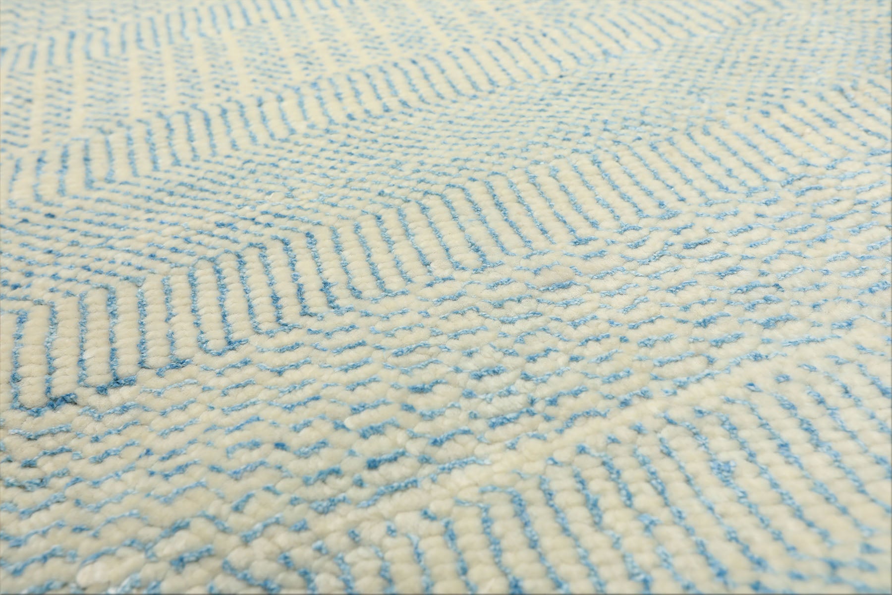 9x12 Ivory, Aqua, Color Hand Knotted Tibetan Wool & Silk Modern & Contemporary Oriental Rug