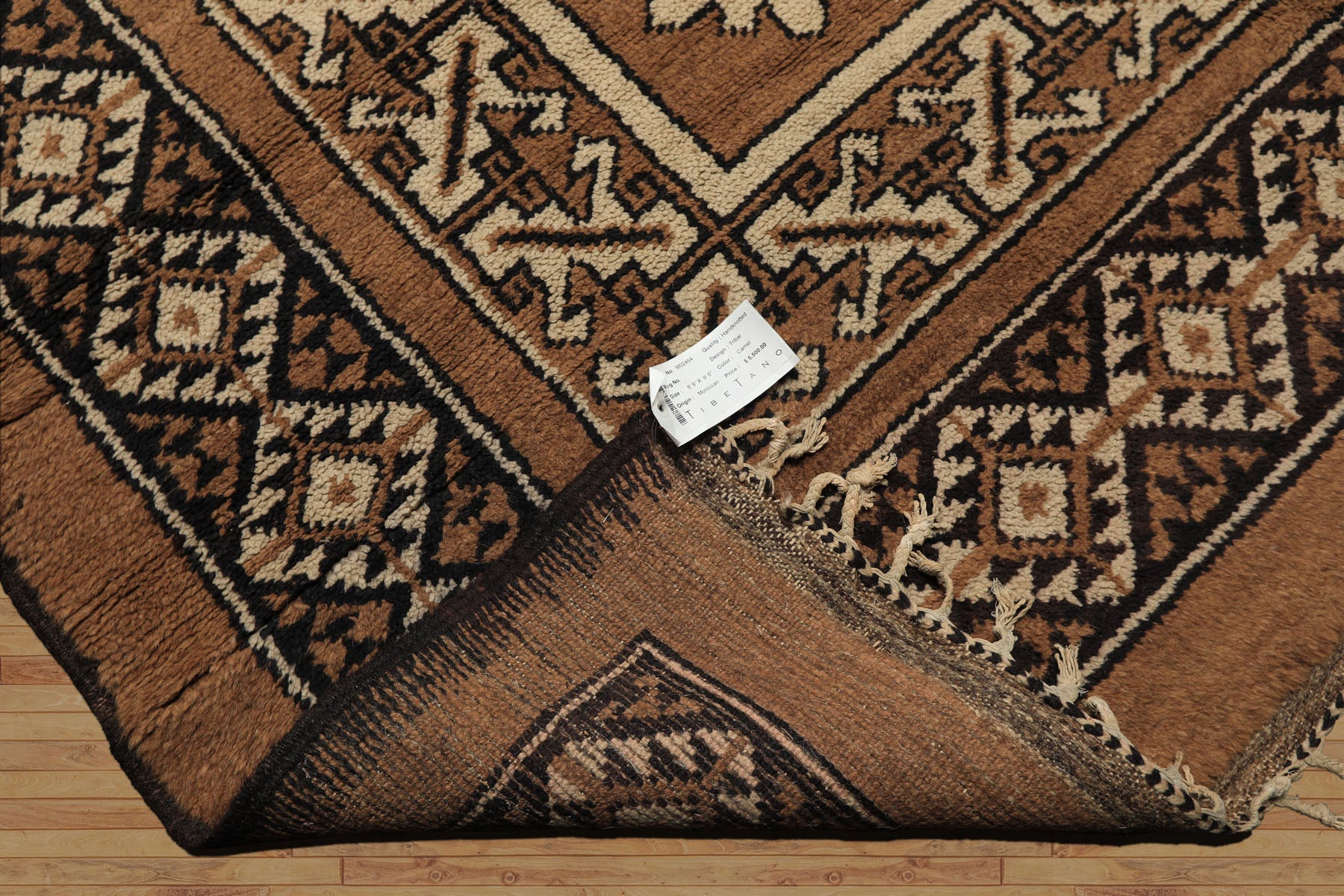 6x9 Mocha, Charcoal, Ivory Color Hand Knotted Moroccan Wool Traditional Oriental Rug