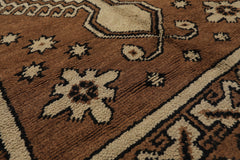 6x9 Mocha, Charcoal, Ivory Color Hand Knotted Moroccan Wool Traditional Oriental Rug