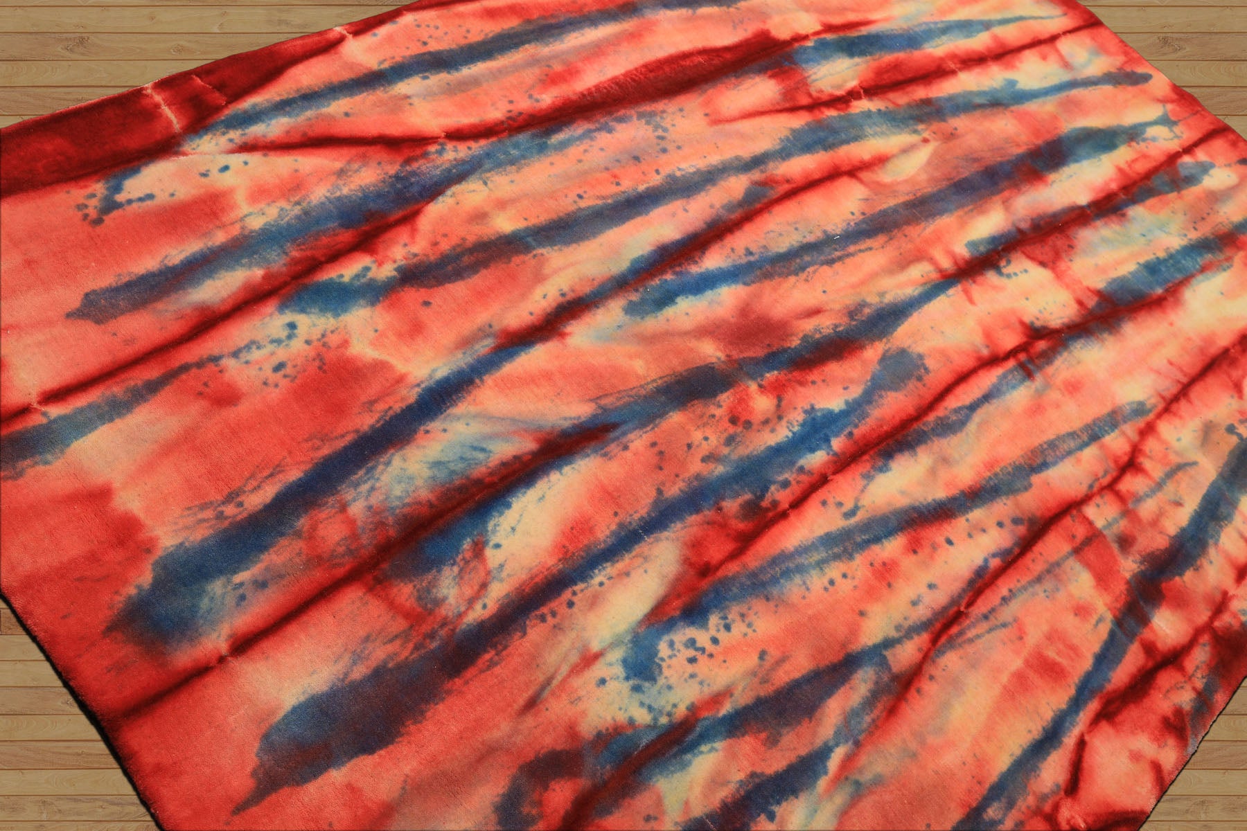 5x8 Red, Ivory, Blue Color Hand Knotted Tibetan Wool Modern & Contemporary Oriental Rug